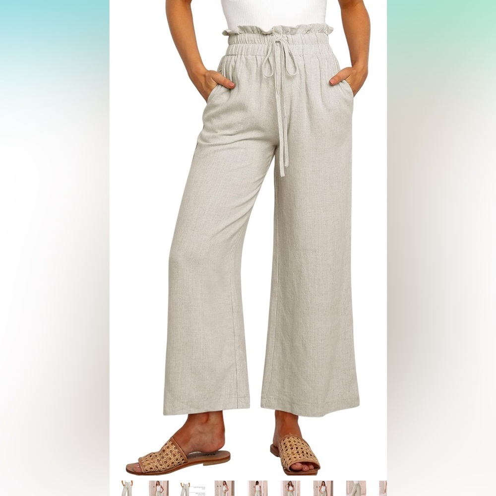 Stylish Linen color Wide-Leg Pants
